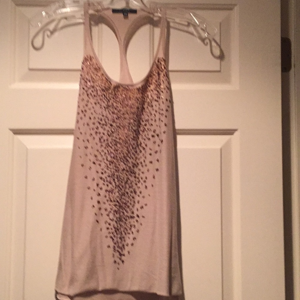 T-bags Tan Top-Brown Sequins and Racer back. XS